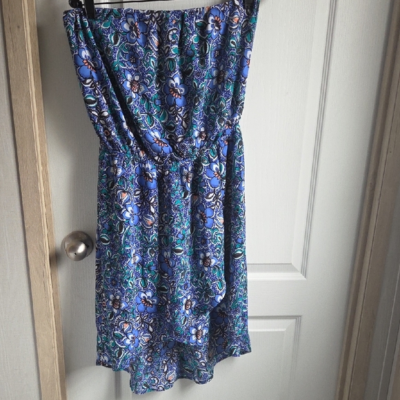Express Dresses & Skirts - Express Blue Floral Strapless Dress
